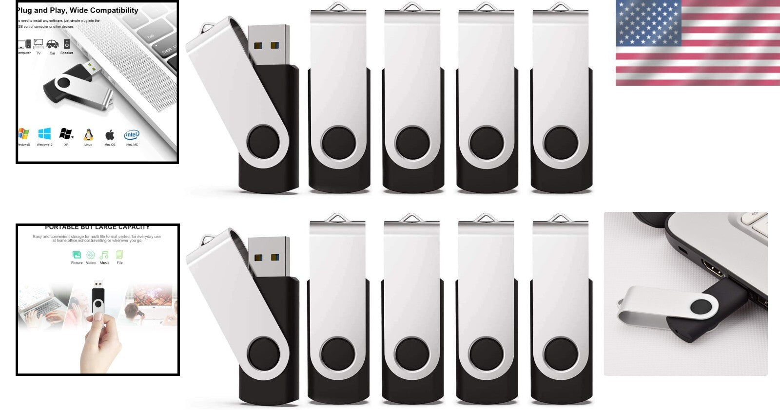 100-Pack 2GB USB Flash Drives with LED Indicator - Durable and Lightweight