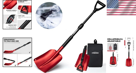 Lightweight 32" to 42" Telescopic Snow Removal Tool - Aluminum & Ice Scraper