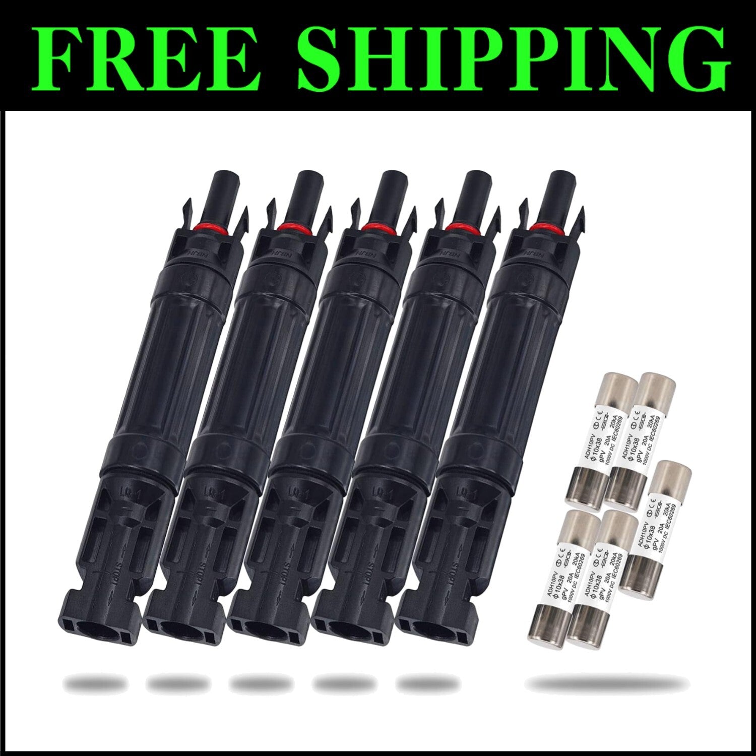 Durable 10A Solar Fuse Connector Set - Male & Female Inline Connection, 5 pcs