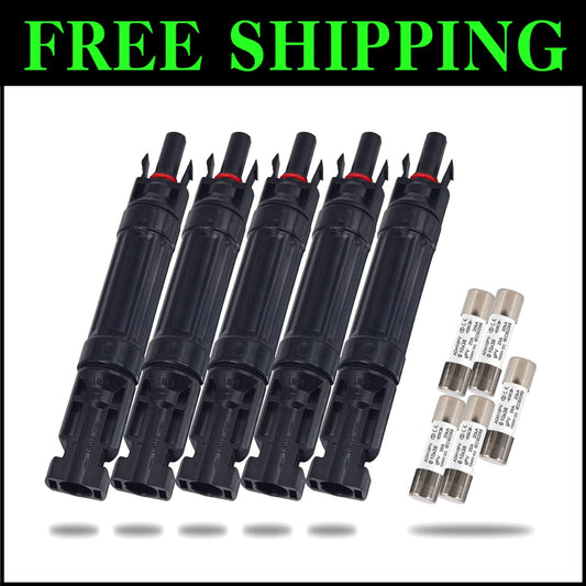Durable 10A Solar Fuse Connector Set - Male & Female Inline Connection, 5 pcs