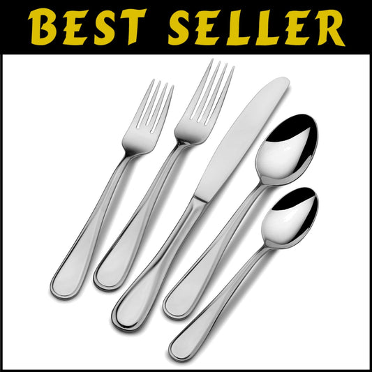 Elegant 65-Piece Bravo Silverware Set - Stain Resistant, Dishwasher Safe Design