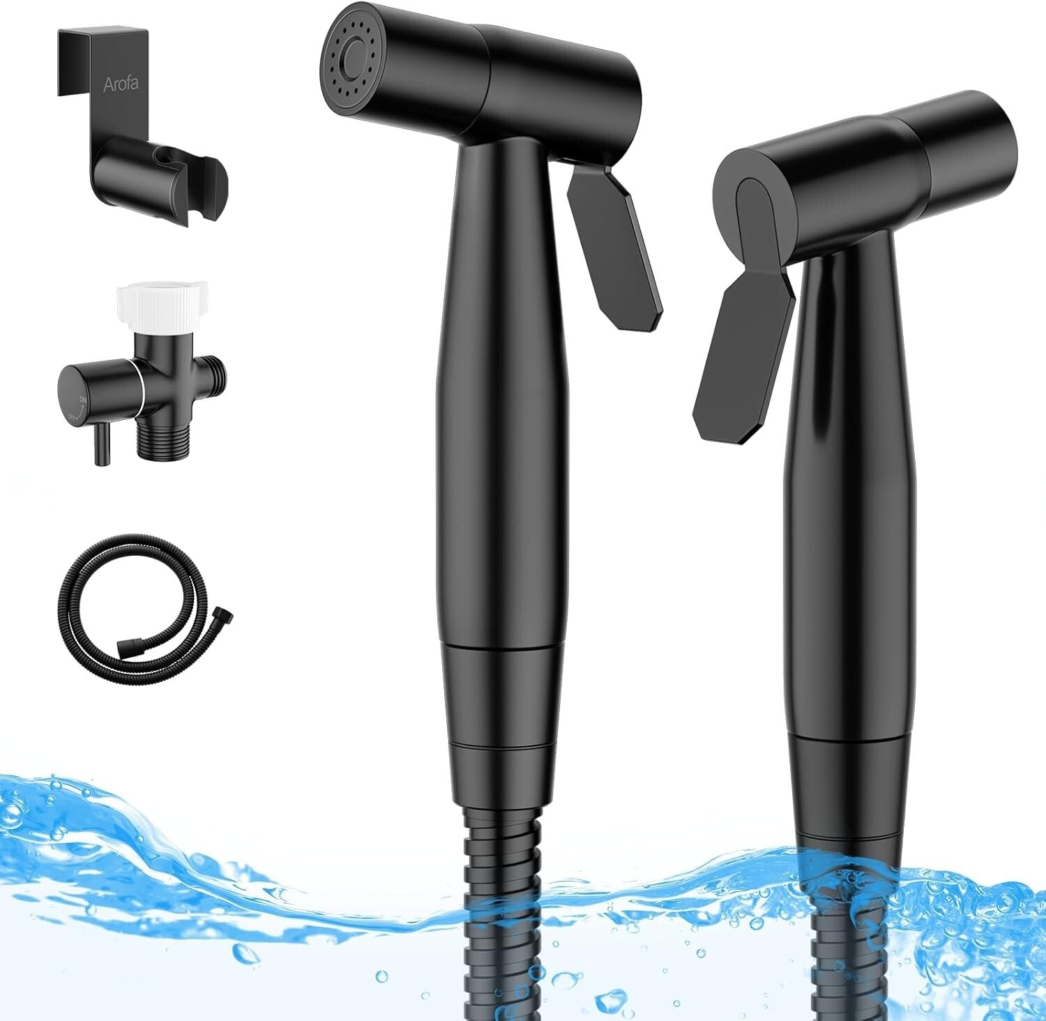 Matte Black Handheld Bidet Sprayer Set - Adjustable Pressure, 2 Pack Bundle