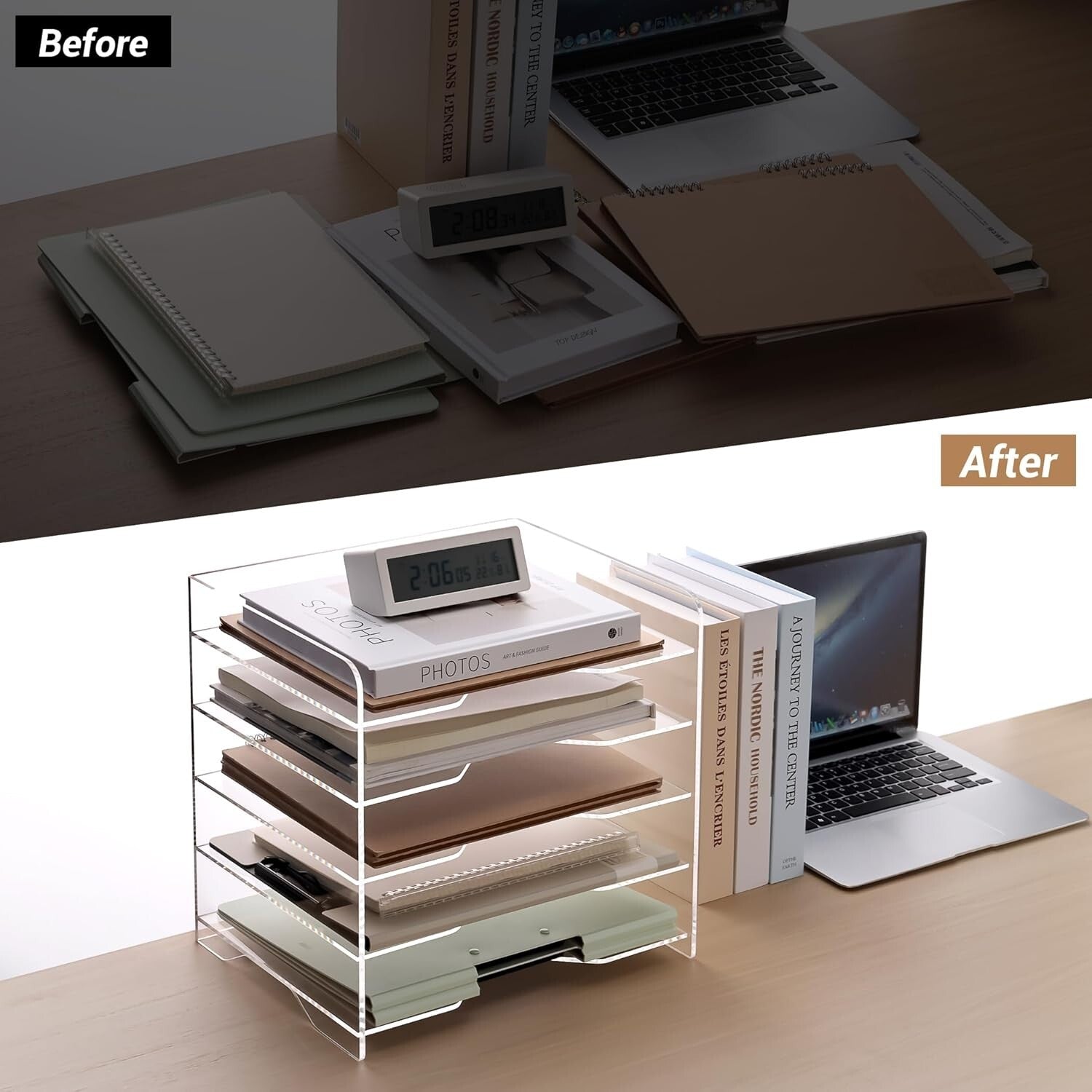 Robust 5-Tier Letter Tray Organizer with Portable Handles for Effortless Access