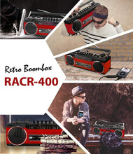 Load image into Gallery viewer, Portable Bluetooth Boombox - Retro Cassette Player, AM/FM Radio &amp; USB - Red