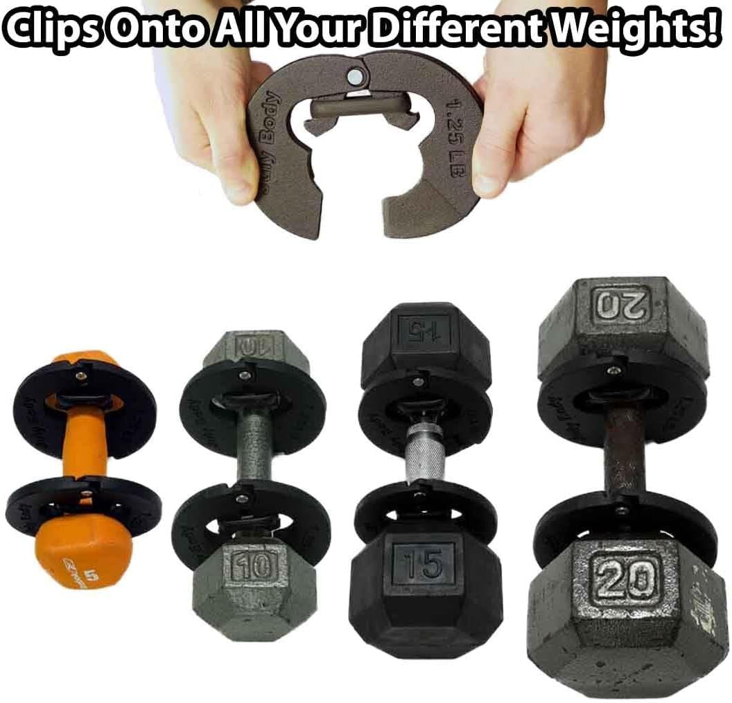 1.25 lb Weight Clips - Boosts Dumbbell Kettlebell Barbell Training with 2.5 lbs
