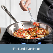 Load image into Gallery viewer, D3 Tri-Ply 12-Inch Stainless Steel Frying Pan with Lid - Induction &amp; Oven Safe