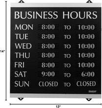 Load image into Gallery viewer, Professional Black &amp; Silver Business Hours Sign - 208-3/4 Characters Included