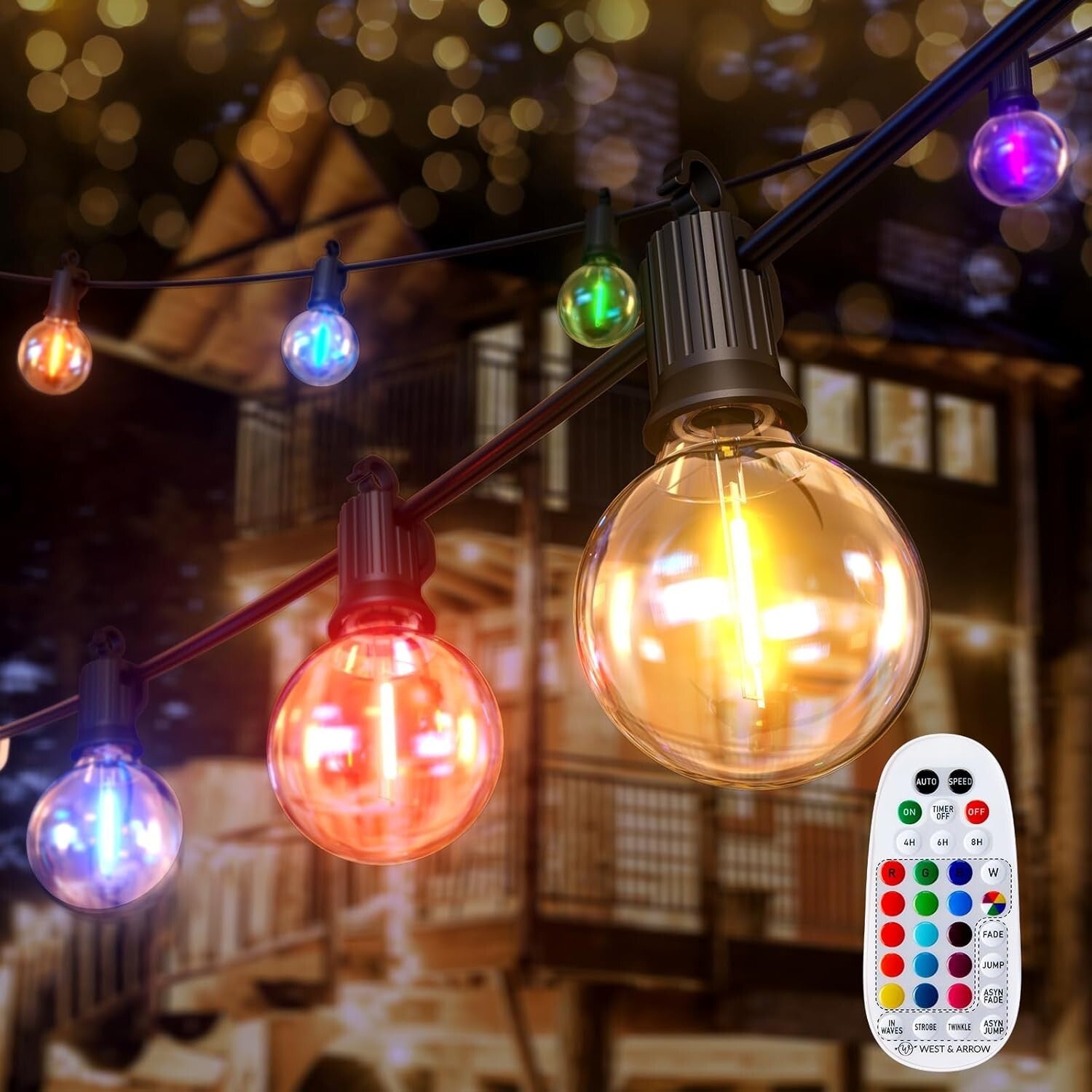 Vibrant RGBW Patio Lights - 58FT Waterproof String Lights for Memorable Events