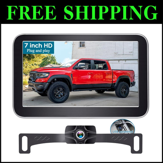 IP69 Waterproof Truck Backup Camera with 7-Inch Clear Monitor for Safe Parking