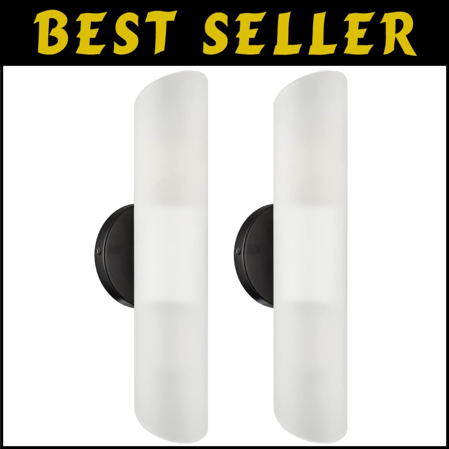 Elegant Black Bathroom Wall Sconces with Frosted Glass - Modern Farmhouse Design
