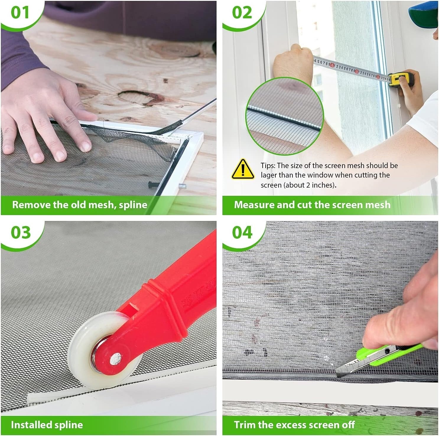 Black Replacement Window Screen Roll 48in x 100ft - Breathable & Easy to Install