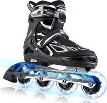 Load image into Gallery viewer, Vinal Girls' Adjustable Inline Skates with Illuminating Wheels - XL Size