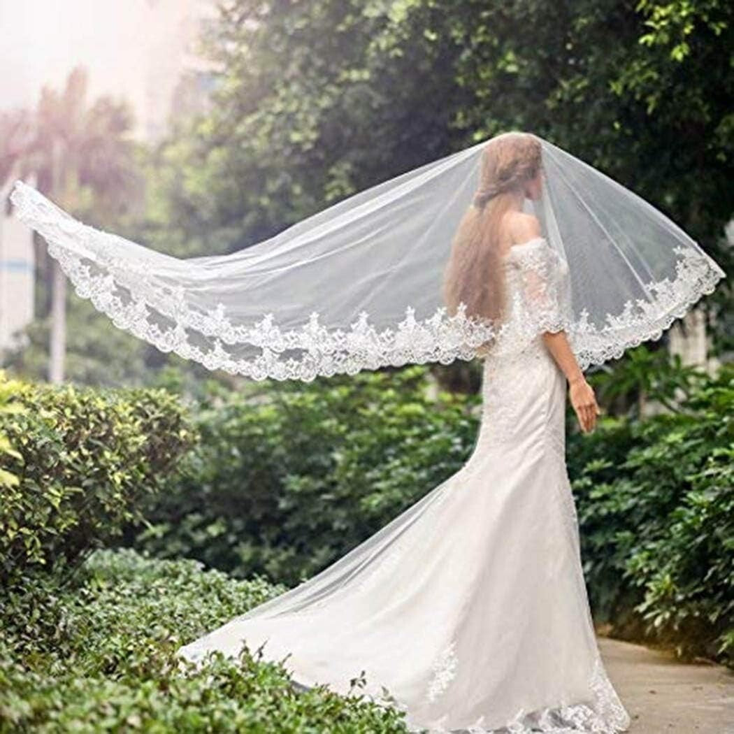 Chapel Length Bridal Veil with Metal Comb - Lightweight and Handcrafted Elegance