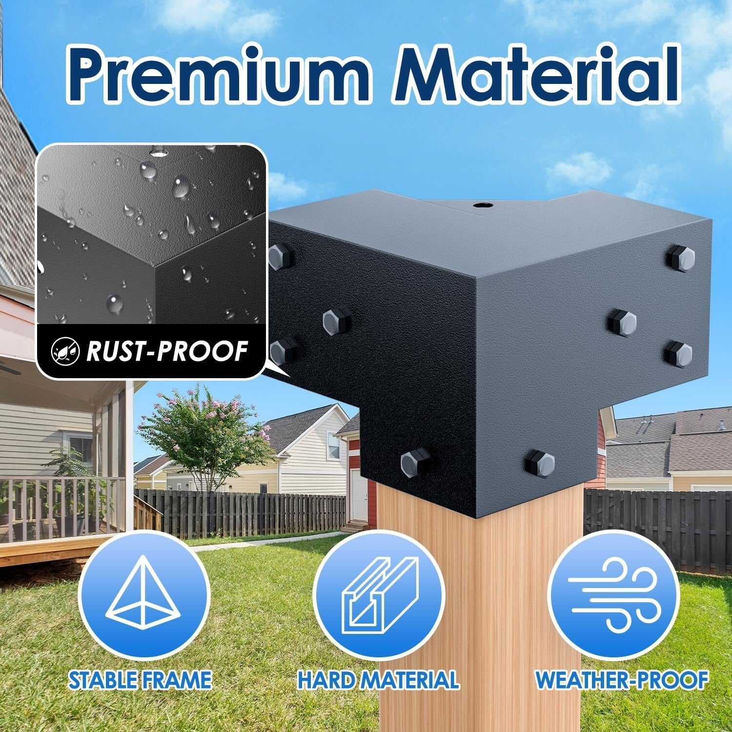 4pcs Right Angle Pergola Brackets for Flat Roofs - Durable Carbon Steel Design