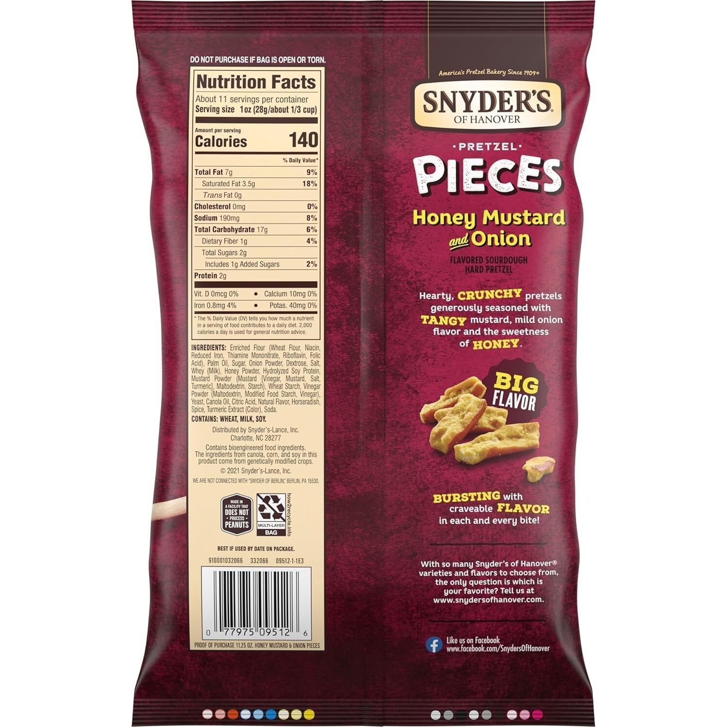 Deliciously Crunchy Honey Mustard & Onion Pretzel Snacks - 12 Bags of 11.25 Oz
