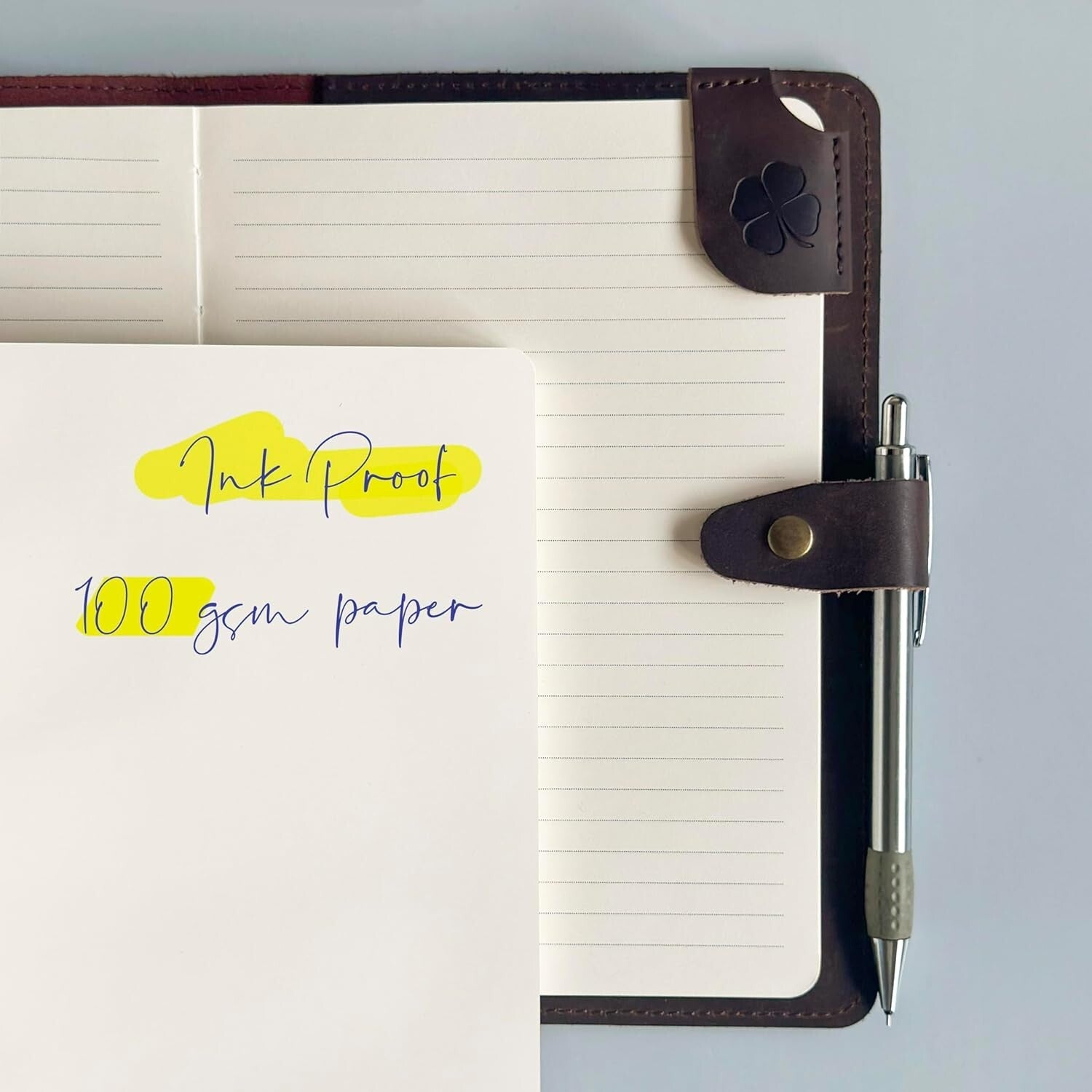 Elegant Refillable Leather Journal Set - 400 Pages with Pen Holder and Bookmark