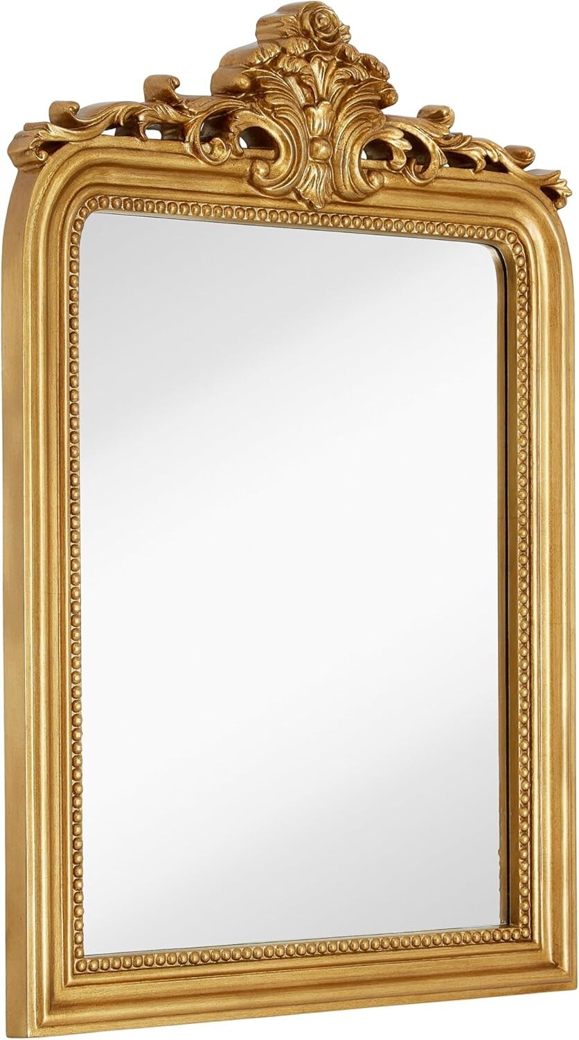 Decorative 24x36 Gold Baroque Mirror - Perfect for Entryways or Bathrooms
