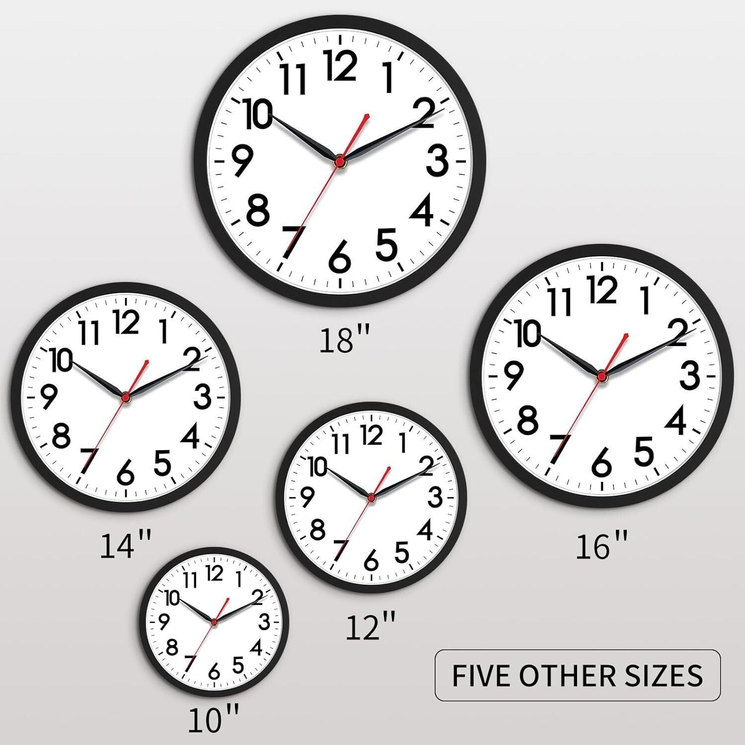 Chic 18-Inch Wall Clock with Big Numerals - Functional Decor for Any Room