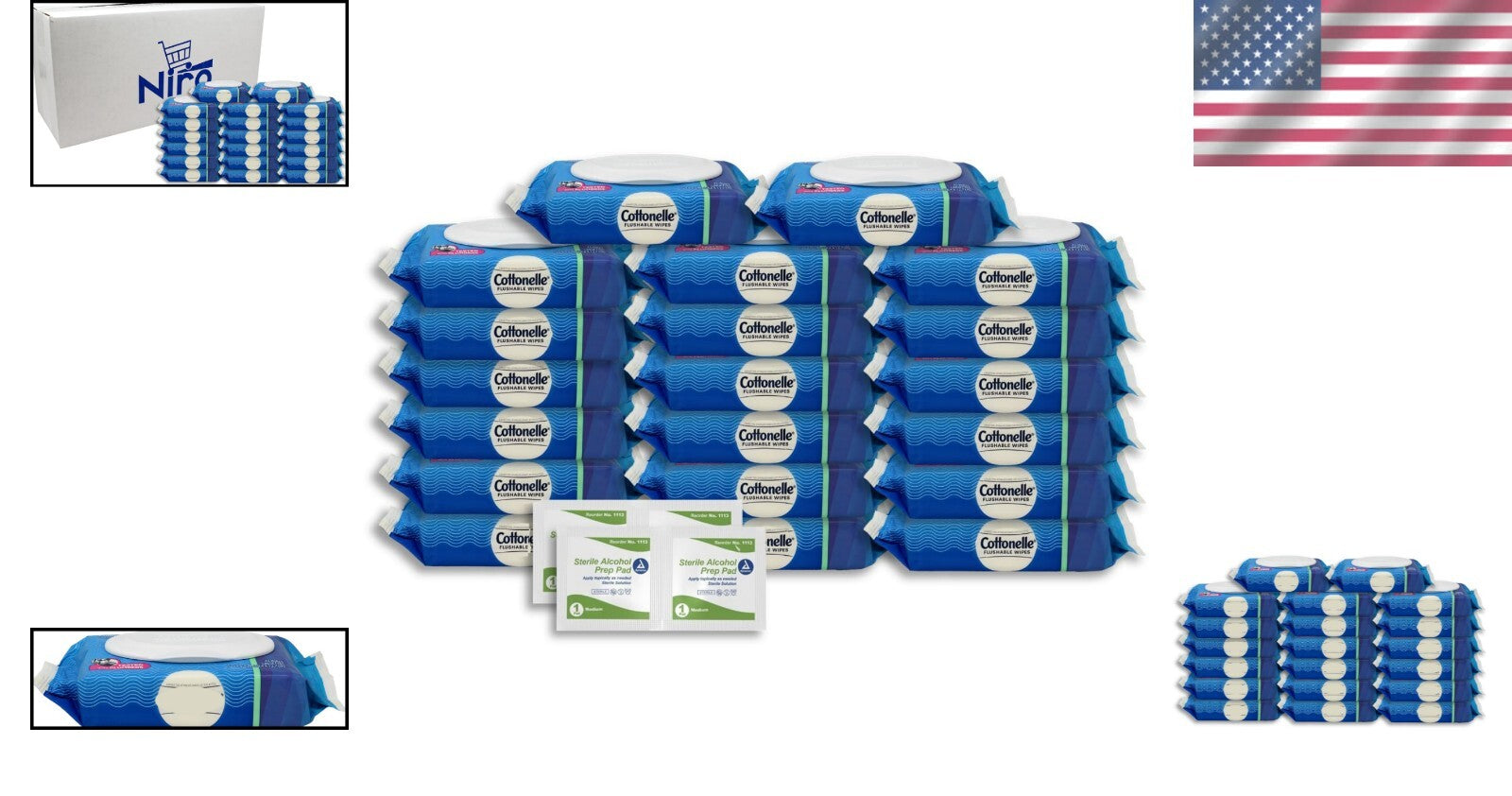 Cottonelle Flushable Wipes – 840 Biodegradable Wipes in 20 Resealable Packs