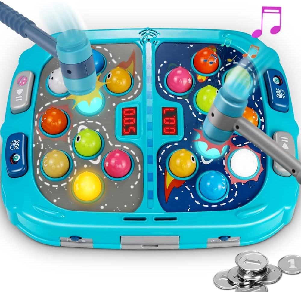 Deluxe Whack Mole Toy with 2 Hammers for Boys & Girls - Colorful Gameplay