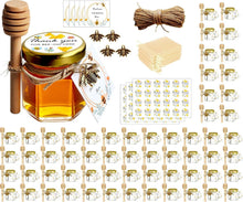 Load image into Gallery viewer, Elegant 1.5 oz Honey Jars with Gold Lids &amp; Wood Dippers for Celebrations