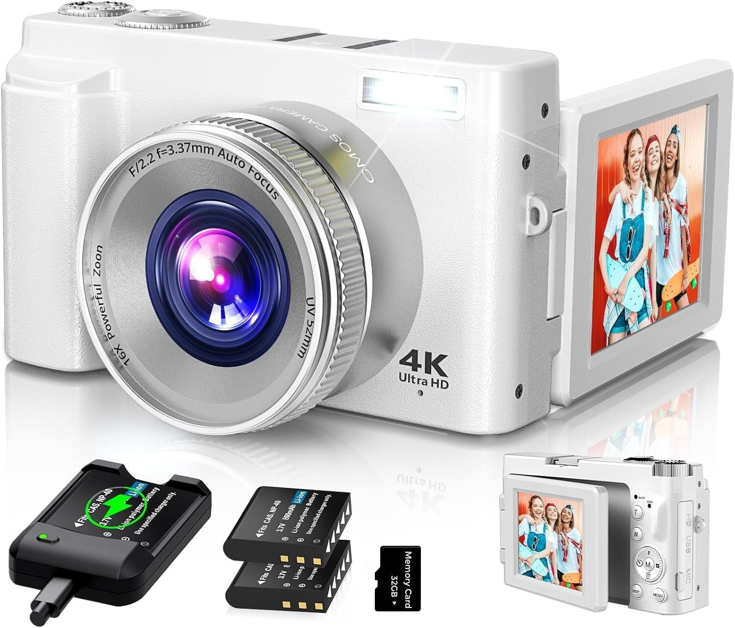 2024 4K Digital Camera with 48MP and 180° Flip Screen - Perfect for Vlogging