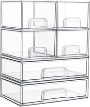 Load image into Gallery viewer, Clear Stackable Organizing Drawers - Set of 6 for Kitchen, Bathroom, and Beyond