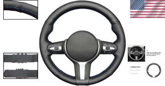 BMW M Sport Steering Wheel Cover - Black Genuine Leather with Stylish Stitching