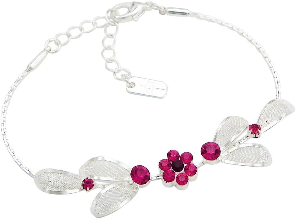 Elegant 3-Piece Floral Rhinestone Jewelry Set - Adjustable Necklace & Earrings