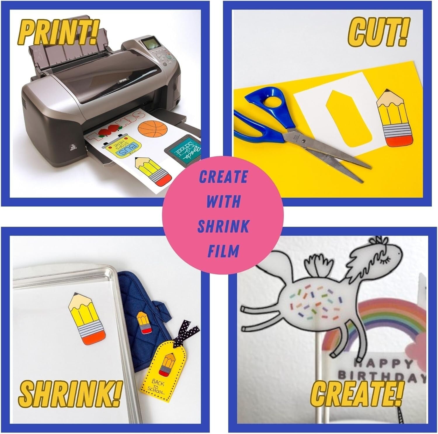 50 Sheets of Inkjet Printable White Opaque Shrink Film - 8.5"x11" Craft Packs