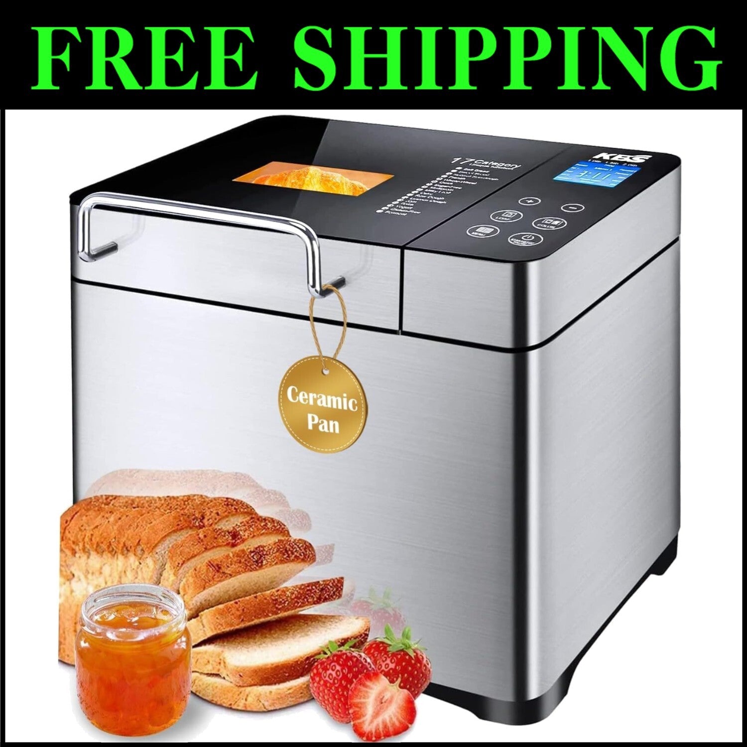 Intelligent 17-in-1 Bread Machine with Automatic Nut Dispenser & Keep Warm