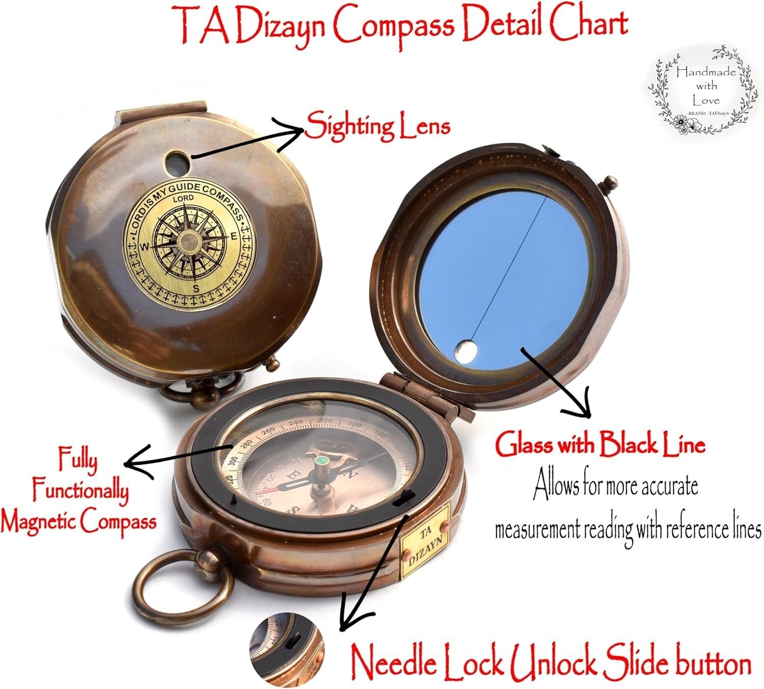 High-Quality Engraved Compass with Box - Ideal for Graduations & Baptisms