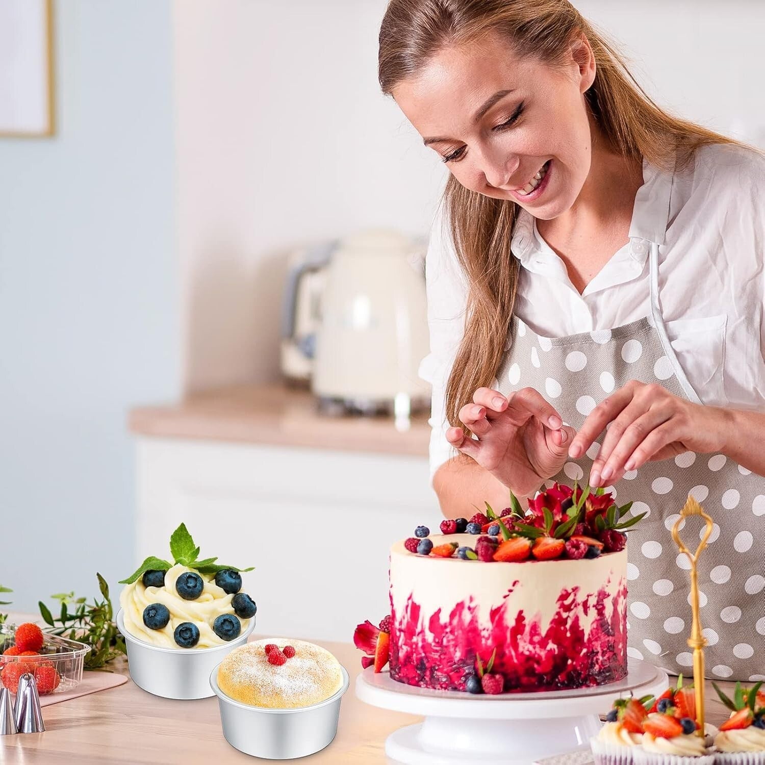 Oven Safe Mini Round Cake Pans - 35 Pcs Nonstick & Leakproof for Perfect Cakes