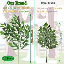 Load image into Gallery viewer, Natural-Looking 20 Faux Green Leaf Garland Branches for Versatile Arrangements