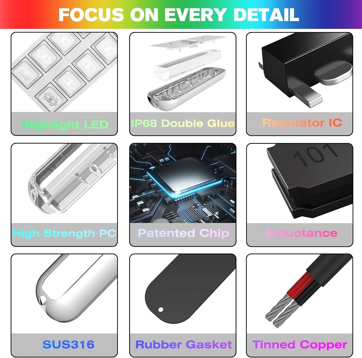 Durable 50W 27 LED Stainless Steel Boat Lights - Marine Waterproof 2PC Set