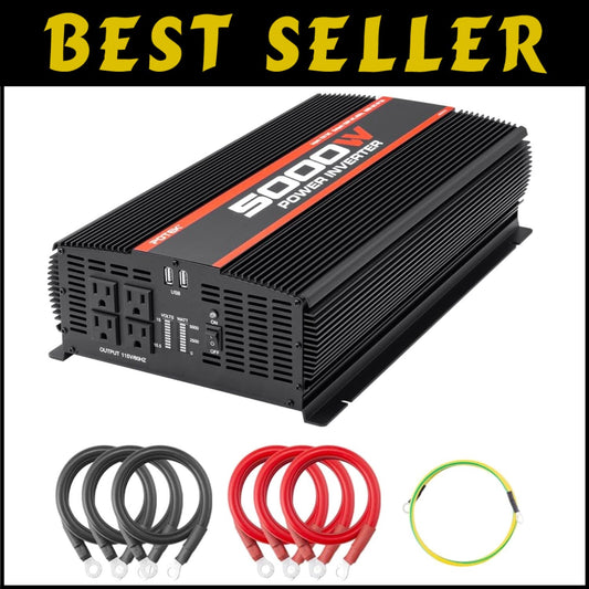 5000W Portable Power Inverter with 4 AC Outlets & USB for Vehicle Charging