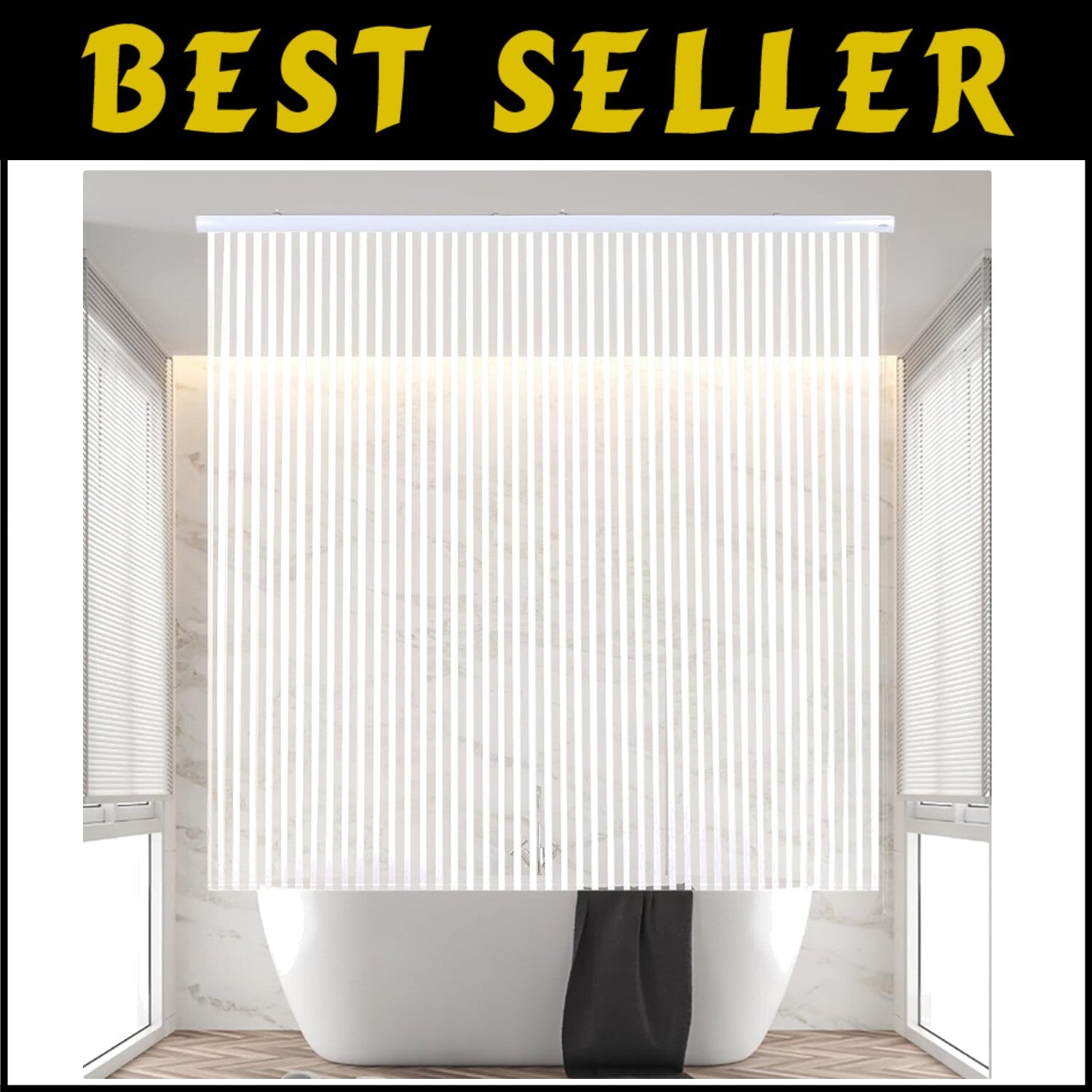 Elegant Waterproof PEVA Roll-Up Shower Curtain - Hookless & Heavy-Duty 56"x95"