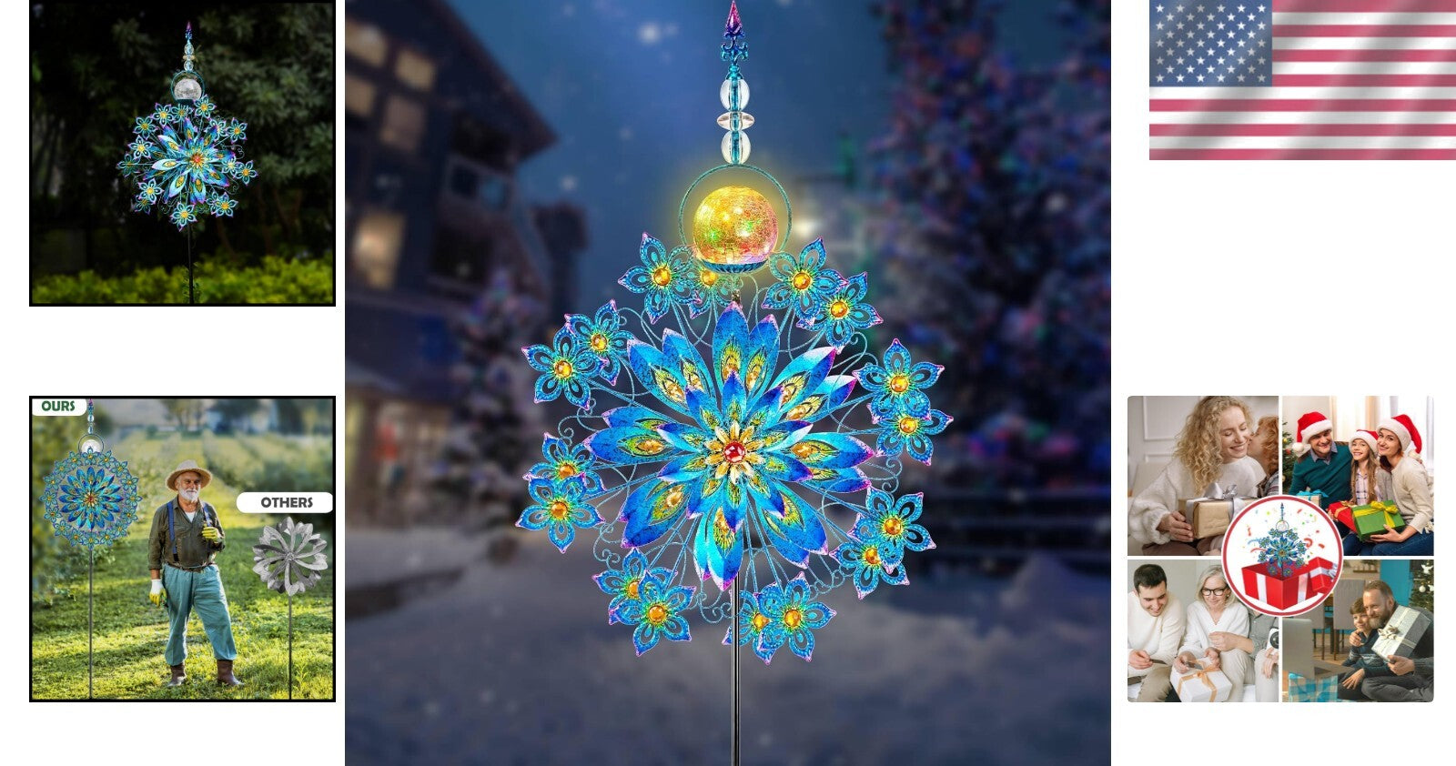 Eco-Friendly Outdoor Solar Wind Spinner with Colorful Glass Ball - 75 Inch