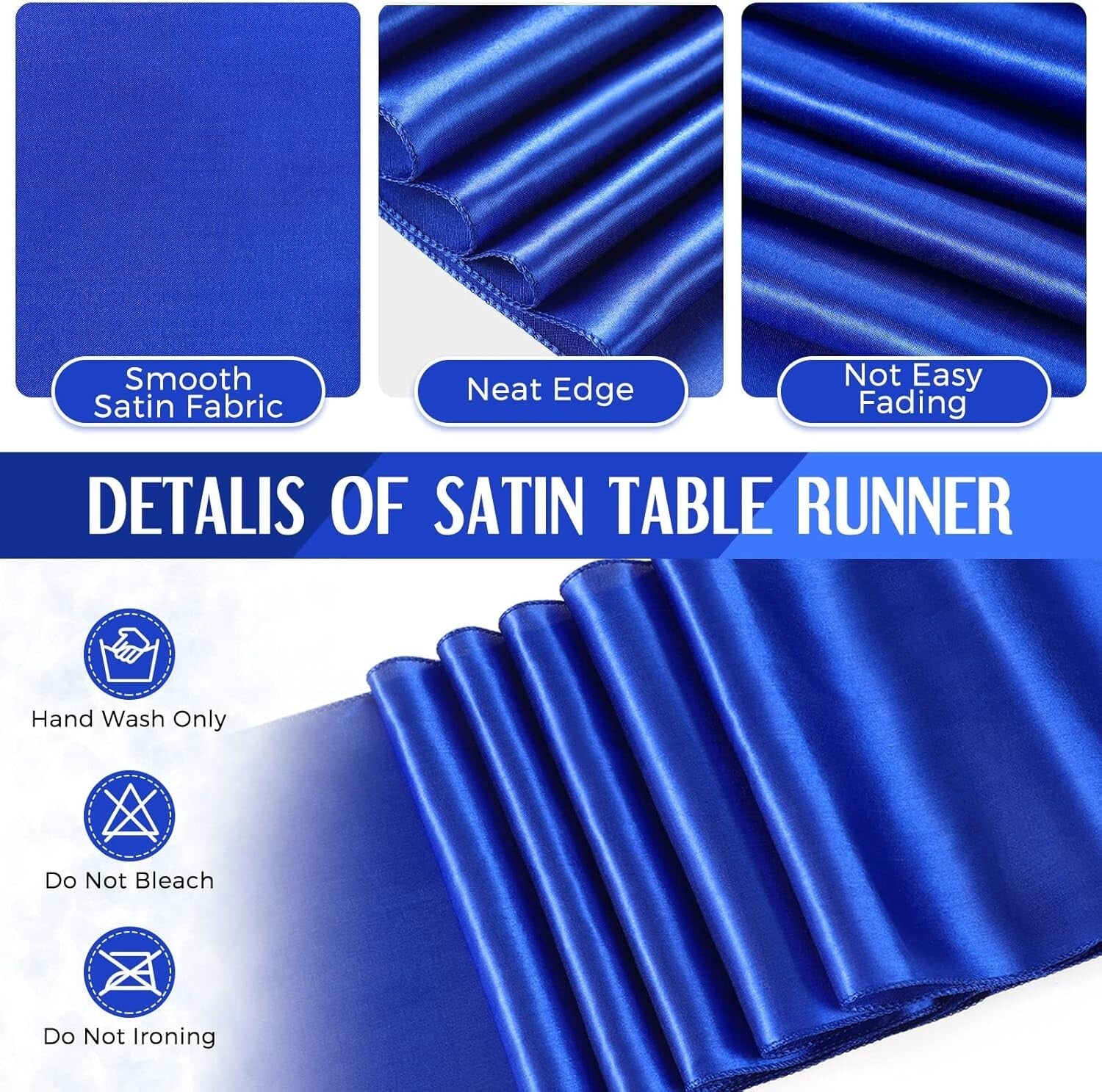 54 x 108 Inch Royal Blue Tablecloths & Satin Runners for Elegant Celebrations