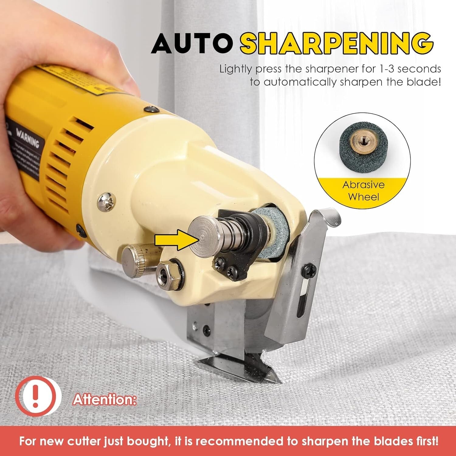 Industrial Electric Rotary Fabric Cutter - Cuts Cloth, Leather & Carpet Smoothly