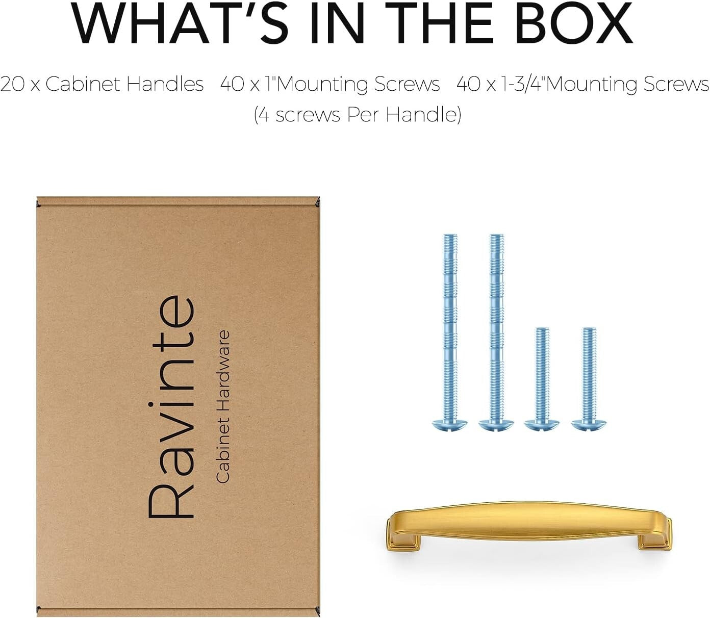 20 Brushed Brass Cabinet Handles - 3-3/4 Inch Pulls for Elegant Kitchen Upgrades