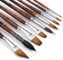 Load image into Gallery viewer, Professional 9pc Watercolor Brush Set with Ergonomic Handles &amp; Extended Needles