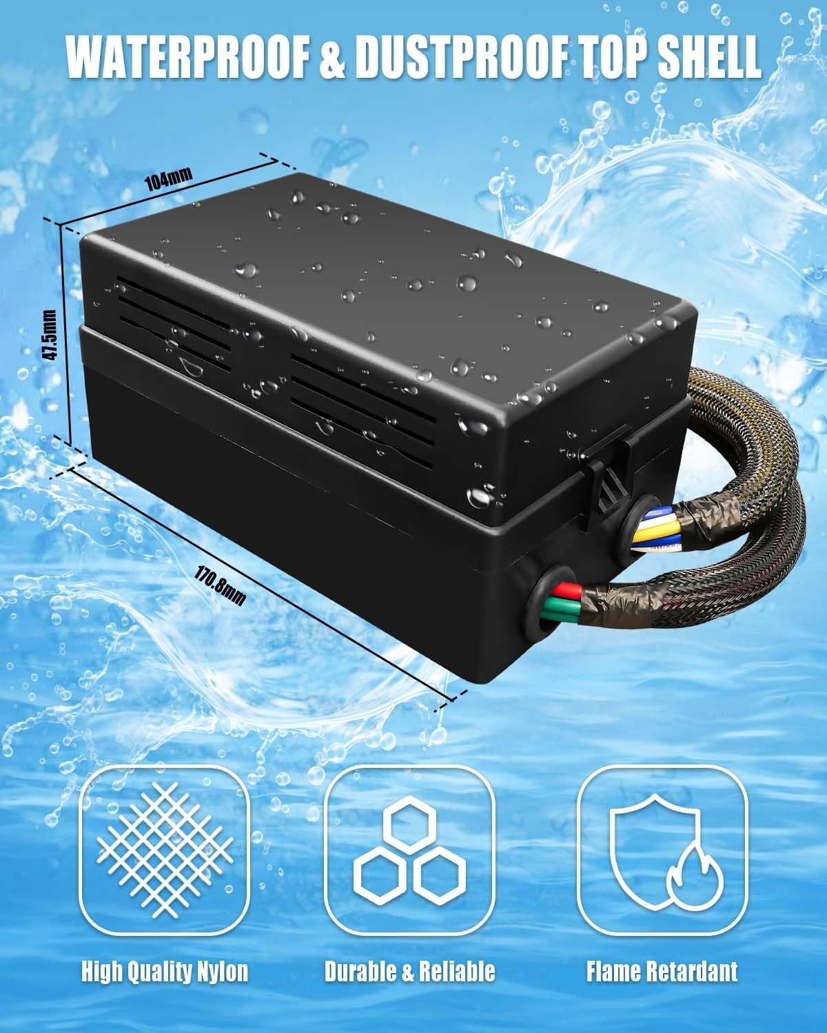 Pre-Wired IP65 Relay Fuse Box with 8 JD1914 Relays for Automotive & Marine