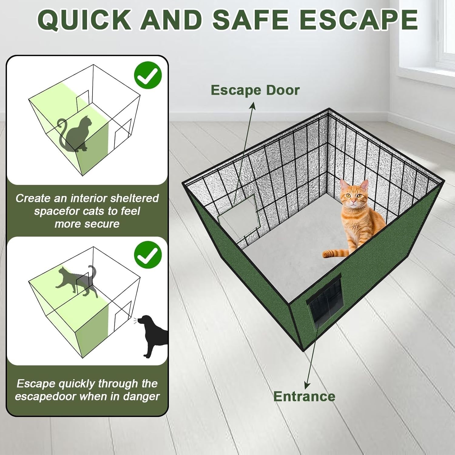 Indestructible Waterproof Cat House - Warm Shelter with Escape Door, 20x16x20