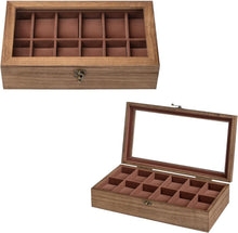 Load image into Gallery viewer, Luxury Watch Organizer Box with Large Glass Lid – 12 Slots for Elegance