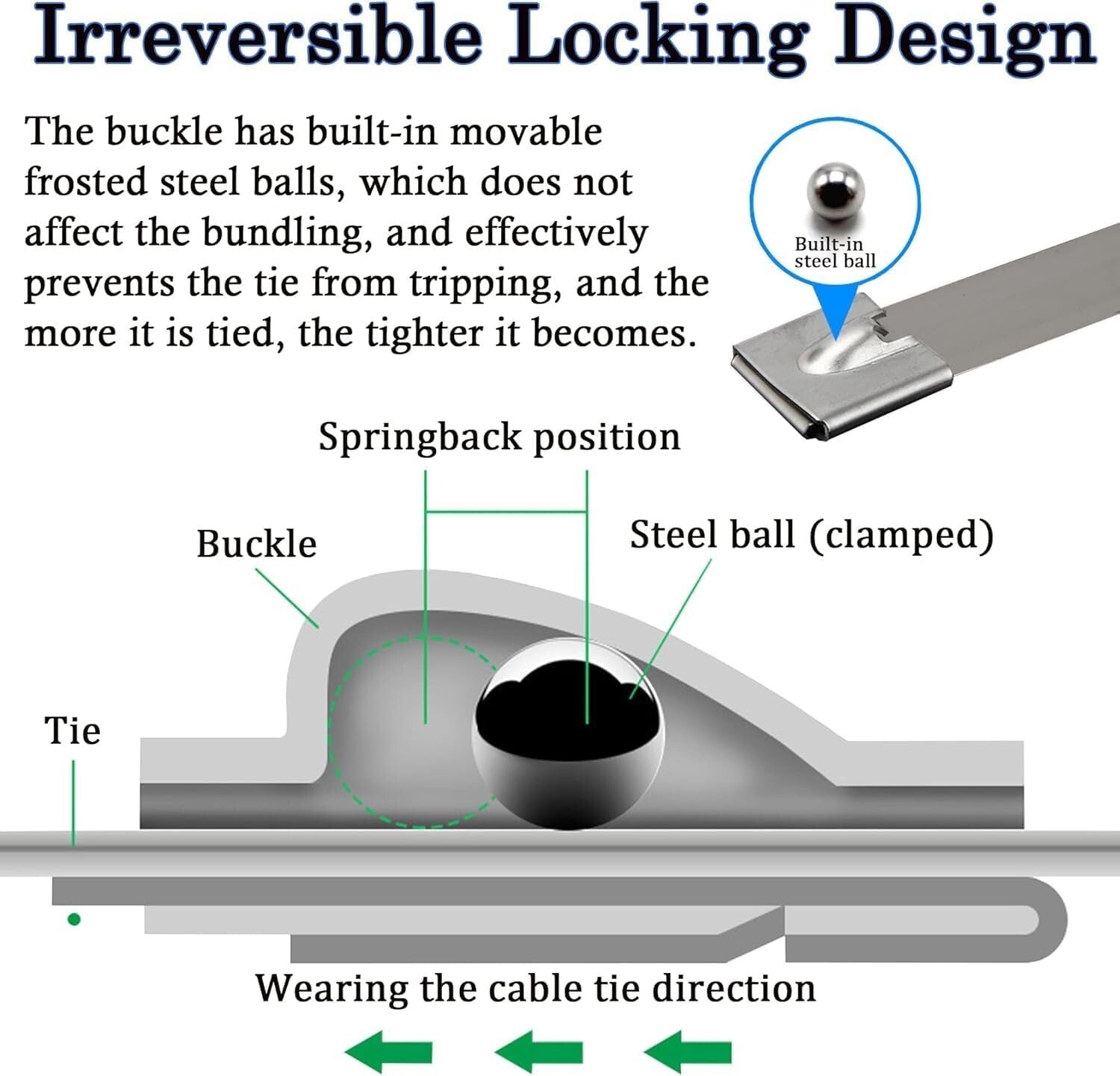 Durable 1000 pcs Self-Locking Metal Zip Ties, 11.8 Inches for Versatile Bundling