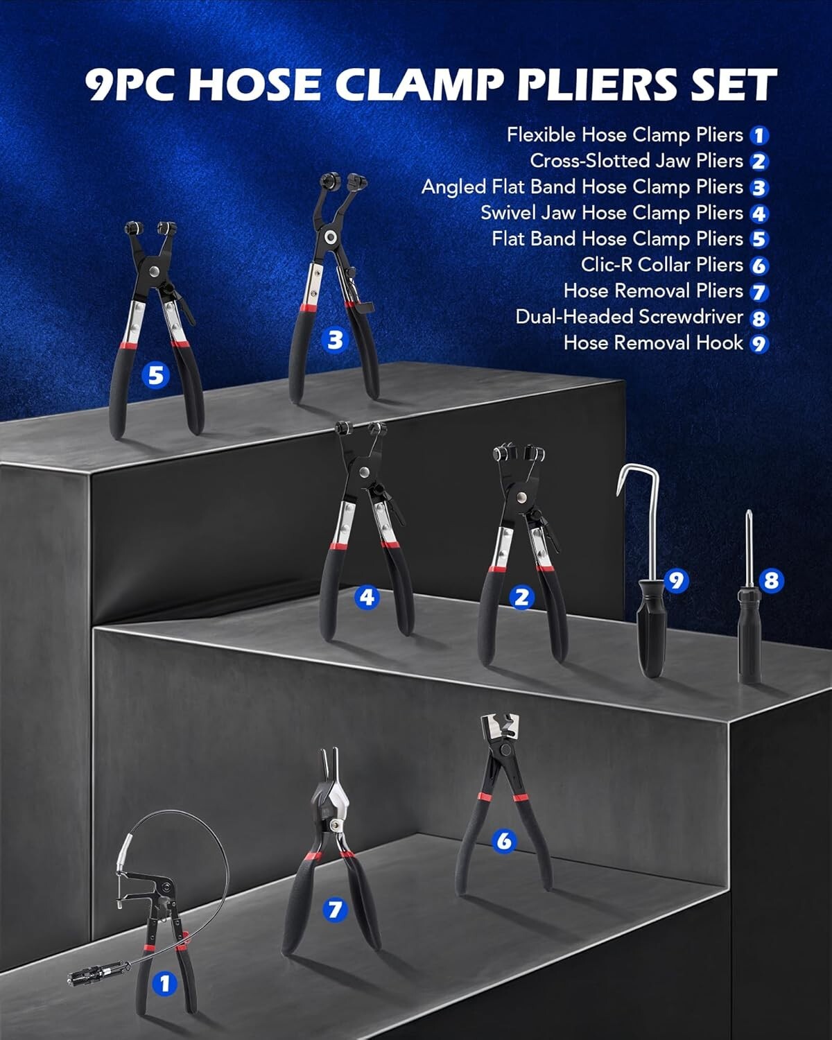 Flexible Long Reach Hose Pliers Set - Perfect for Cars, Trucks & Motorcycles