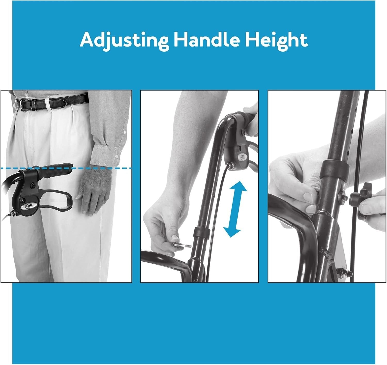 Comfortable Steel Rollator Walker with Backrest and Storage, Height Adjustable