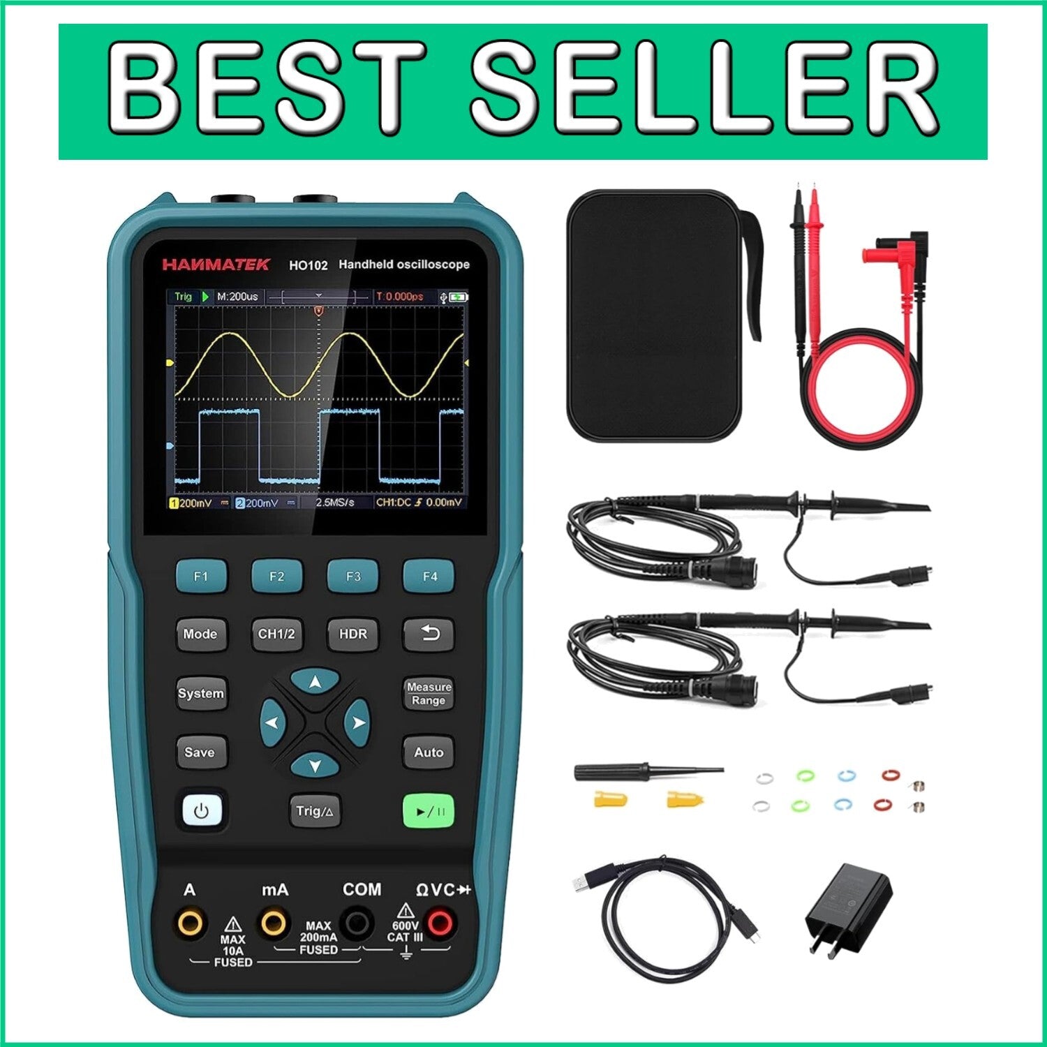 100MHz Bandwidth Handheld Digital Oscilloscope with Memory & USB Connectivity