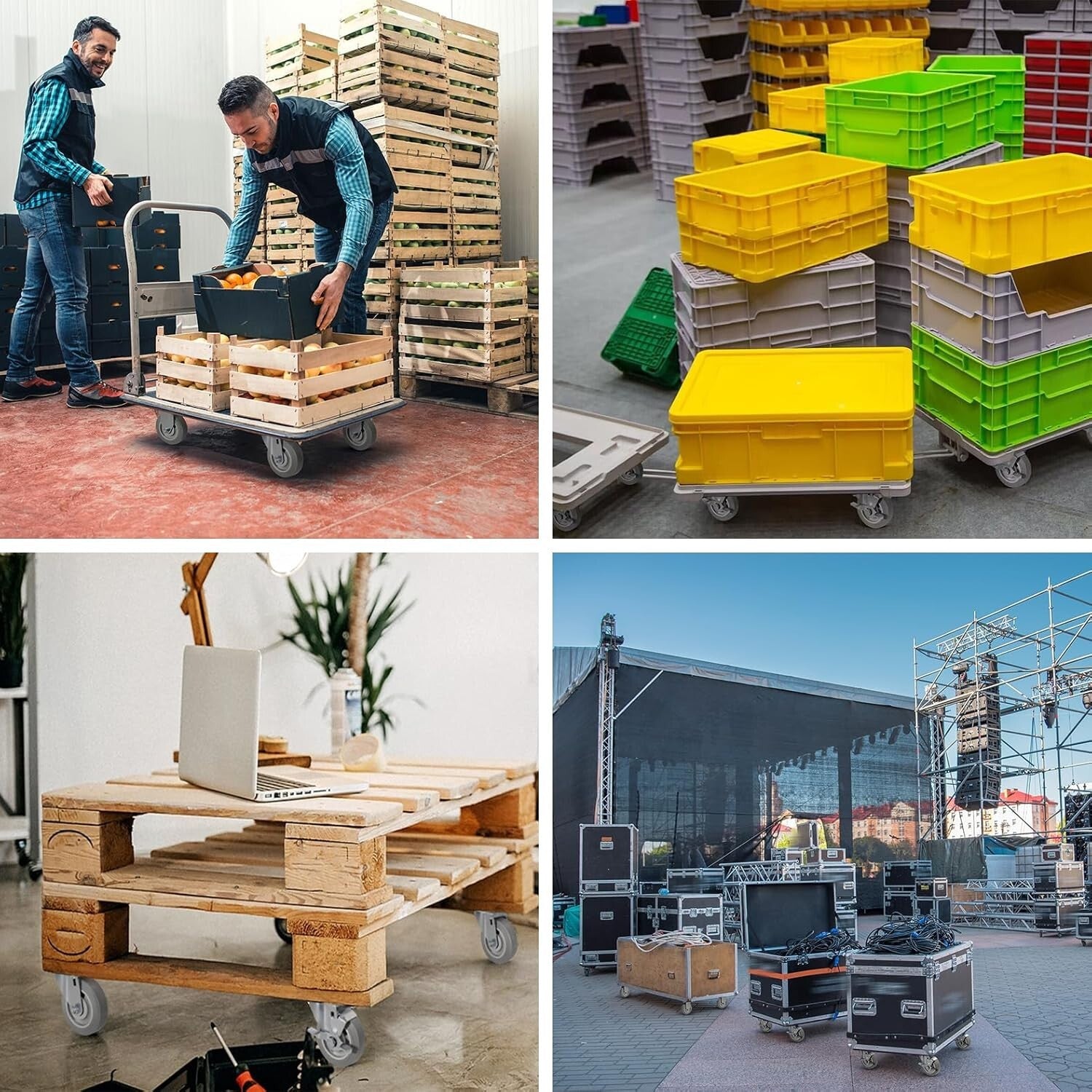 4-inch Heavy Duty Caster Set with 300lbs Each - Versatile for Carts & Furniture